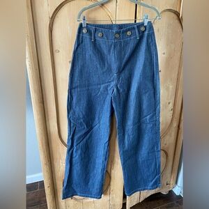 Blue Pinstripe Wide-Leg Pants